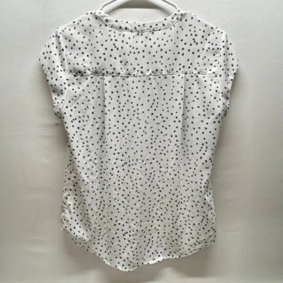 Monday Fun Semi Sheer Blouse Women's Small White Black Polka Dot Career Clothing - Picture 2 of 6